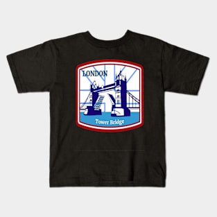 London Tower Bridge- Retro Vintage Patch Kids T-Shirt